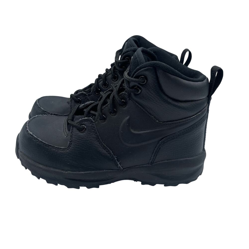 Nike Manoa Boots Shoes Triple Black Lace Up Ankle Big Kids Unisex 3